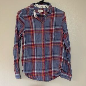 Lucky Brand Plaid Button Down Top size Small